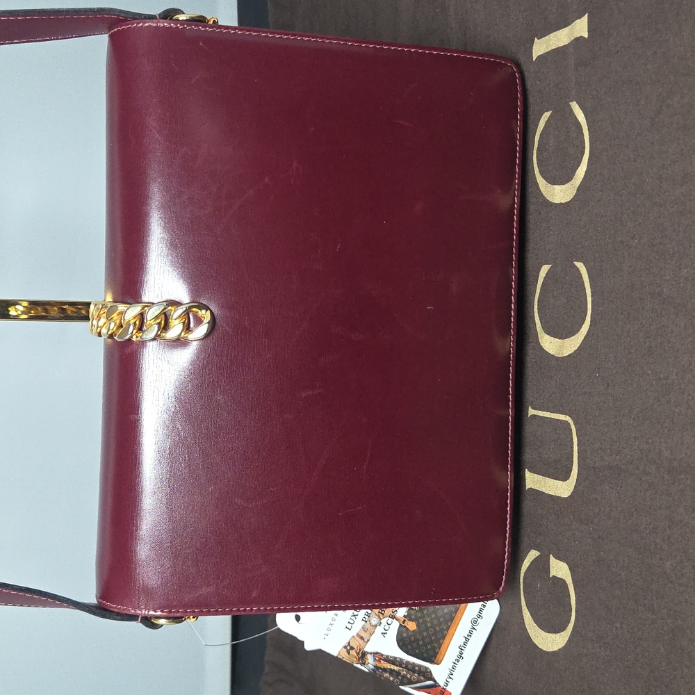 Gucci Boutique 1970s RARE  Bordeaux Leather 2way Bag Very limited Production - Picture 13 of 17